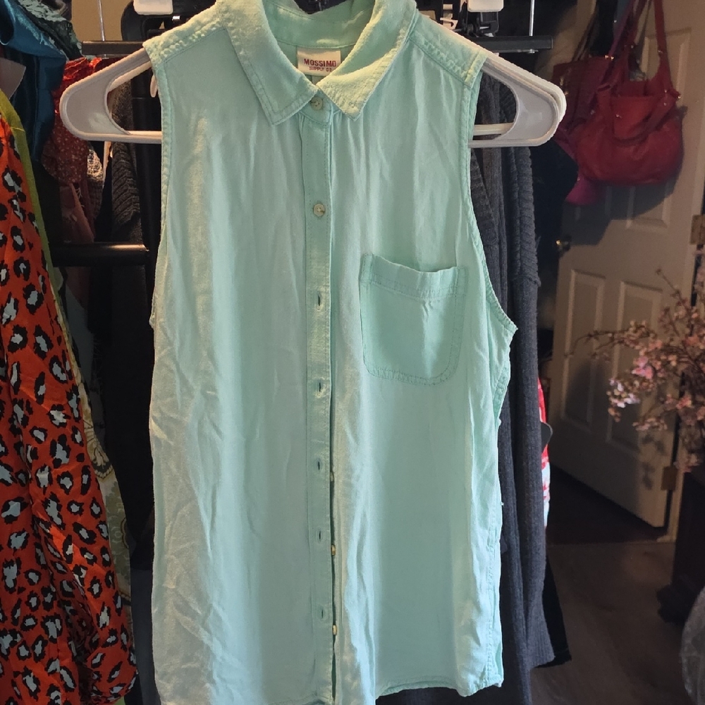 Mossimo Supply Co. Light Green Collared Shirt